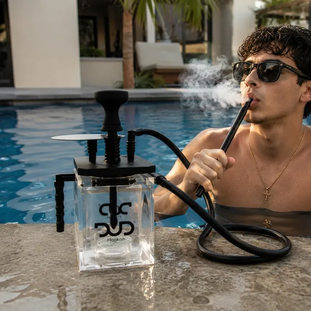 Hookah Shisha Acrílico disponible para renta en Cancún